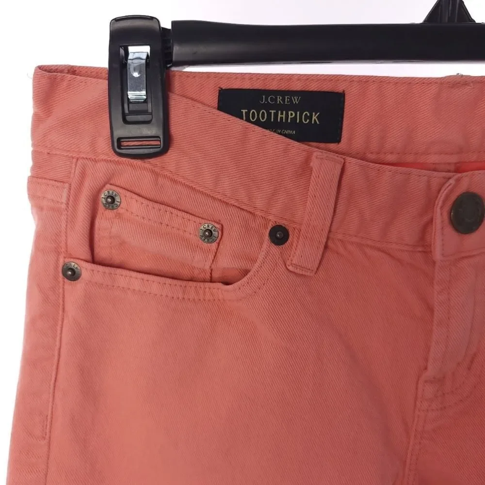 J.Crew Toothpick Solid Orange Womens Size 25 Ankle Jeans